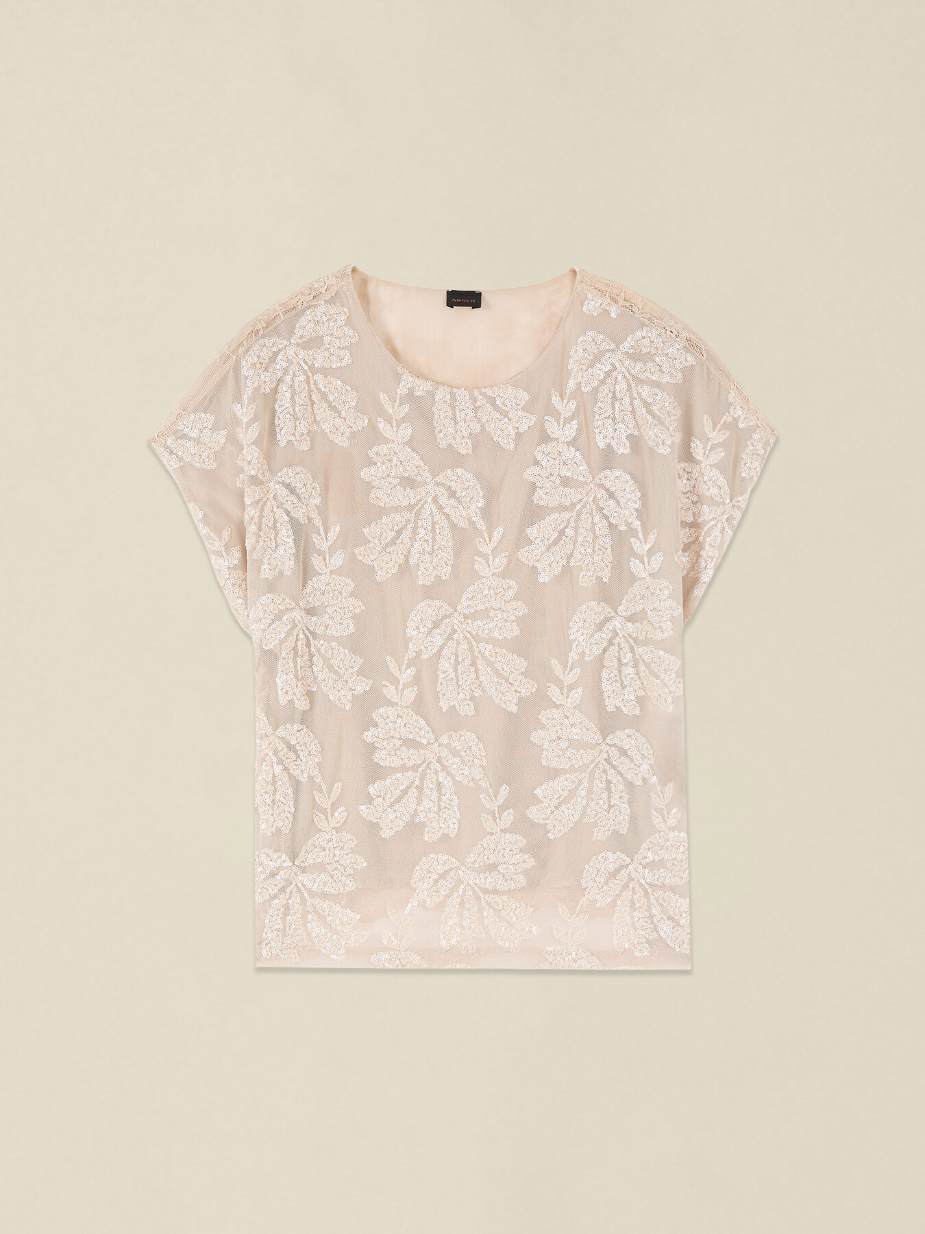 Embroidered blouse with lace image number 3