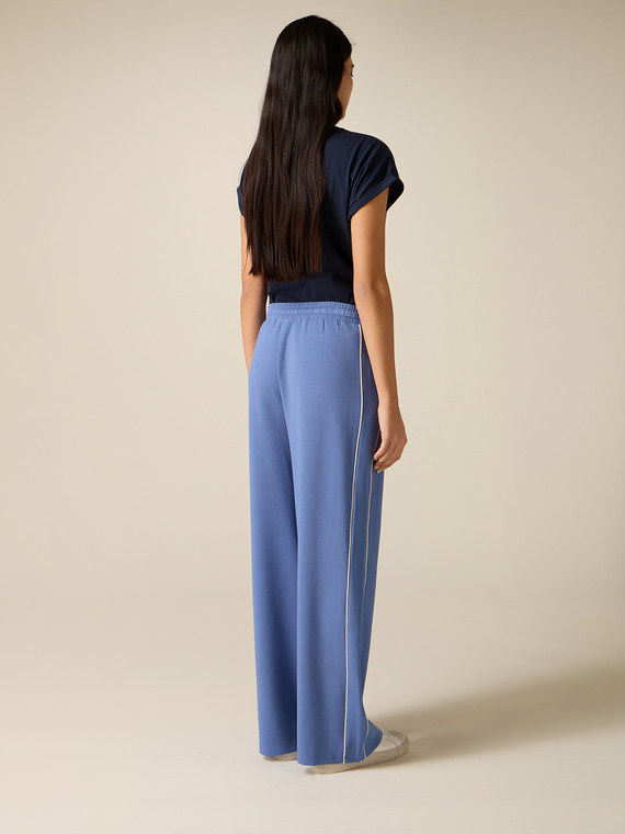 Oltre - Pantaloni In Jersey Con Profilo Donna, Blu Taglia: Xl