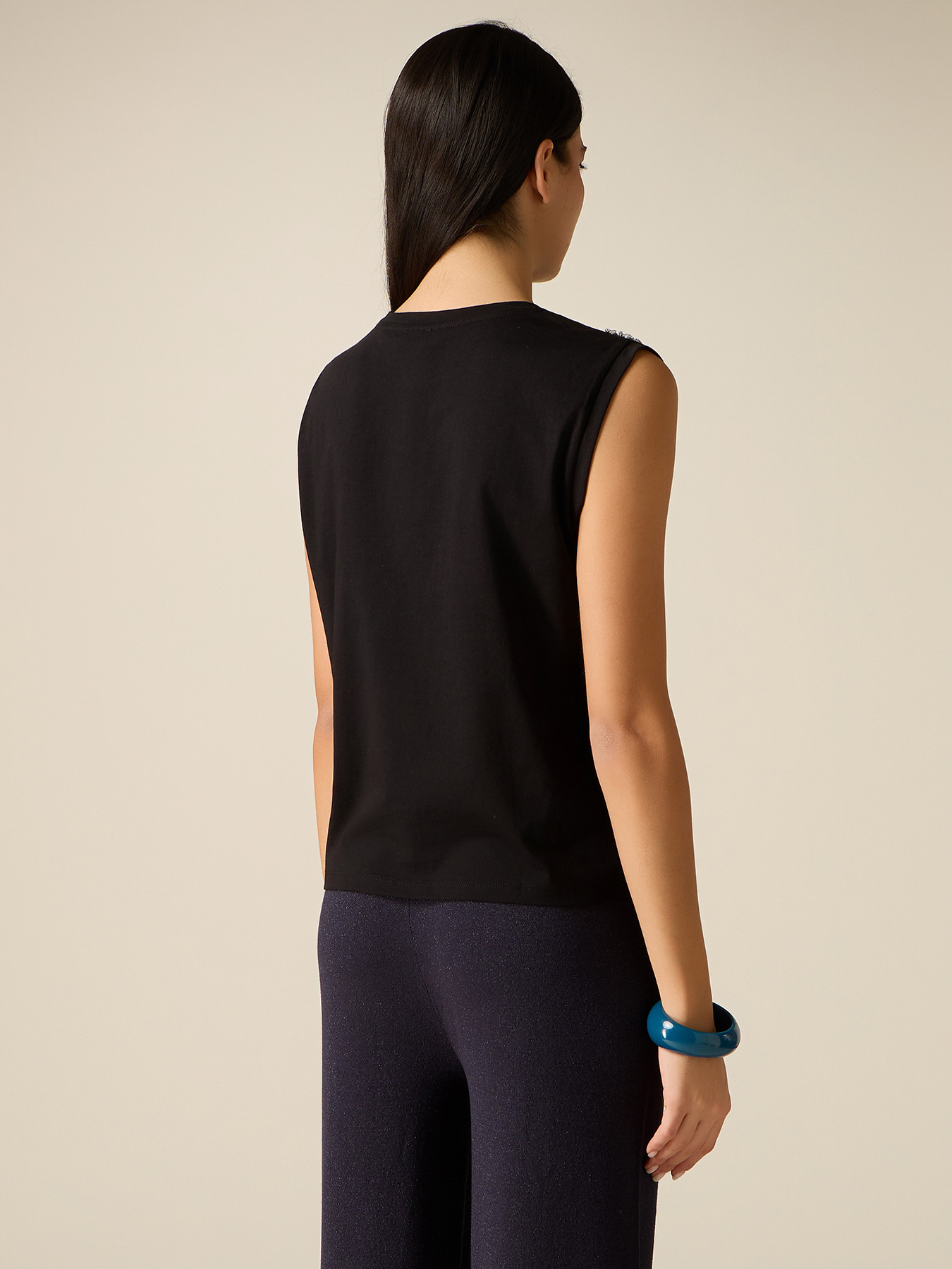 Cotton t-shirt with stone settings image number 1