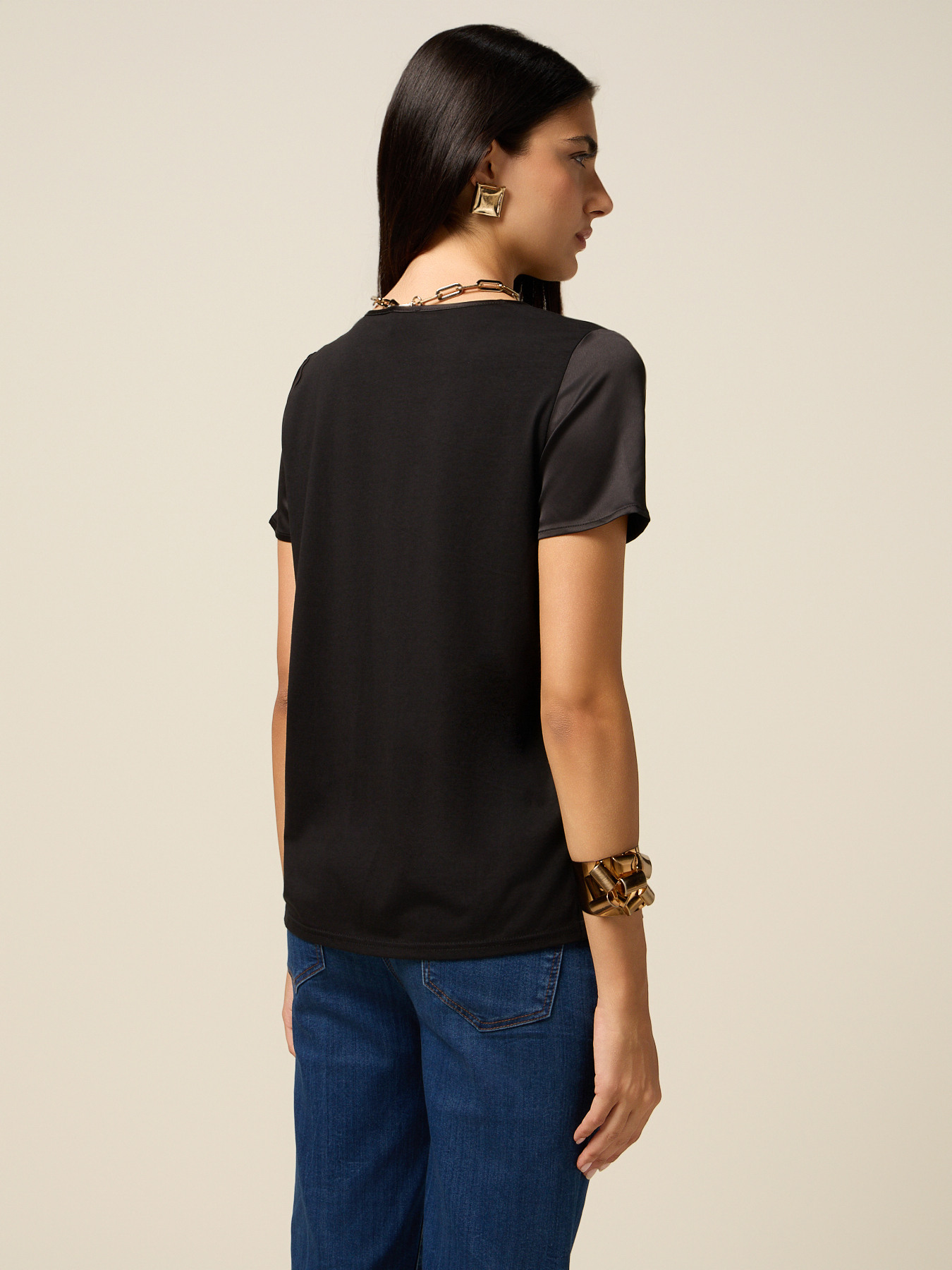 Two-material T-shirt image number 1