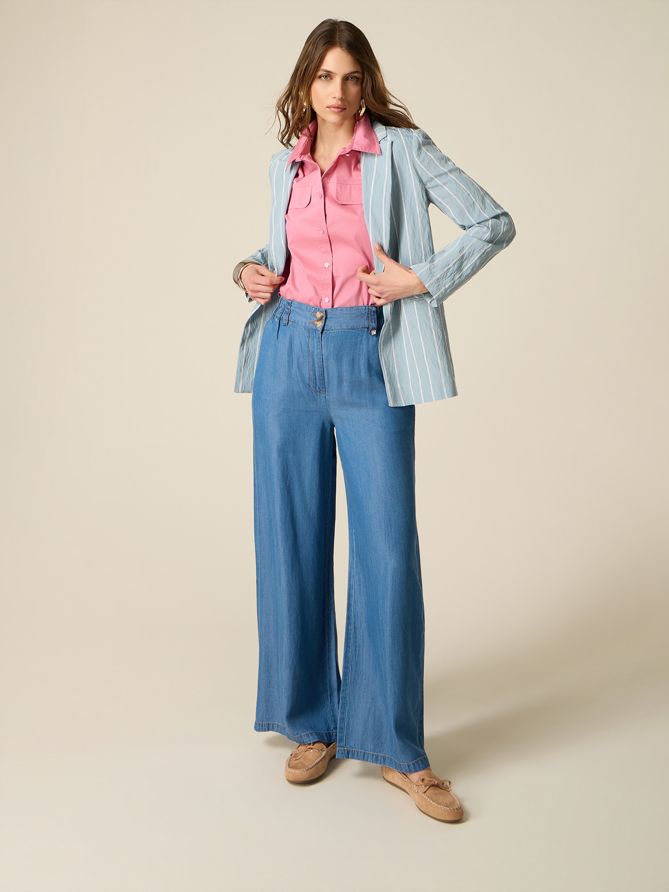 Palazzo-Hose aus Tencel mit Denim-Effekt image number 0