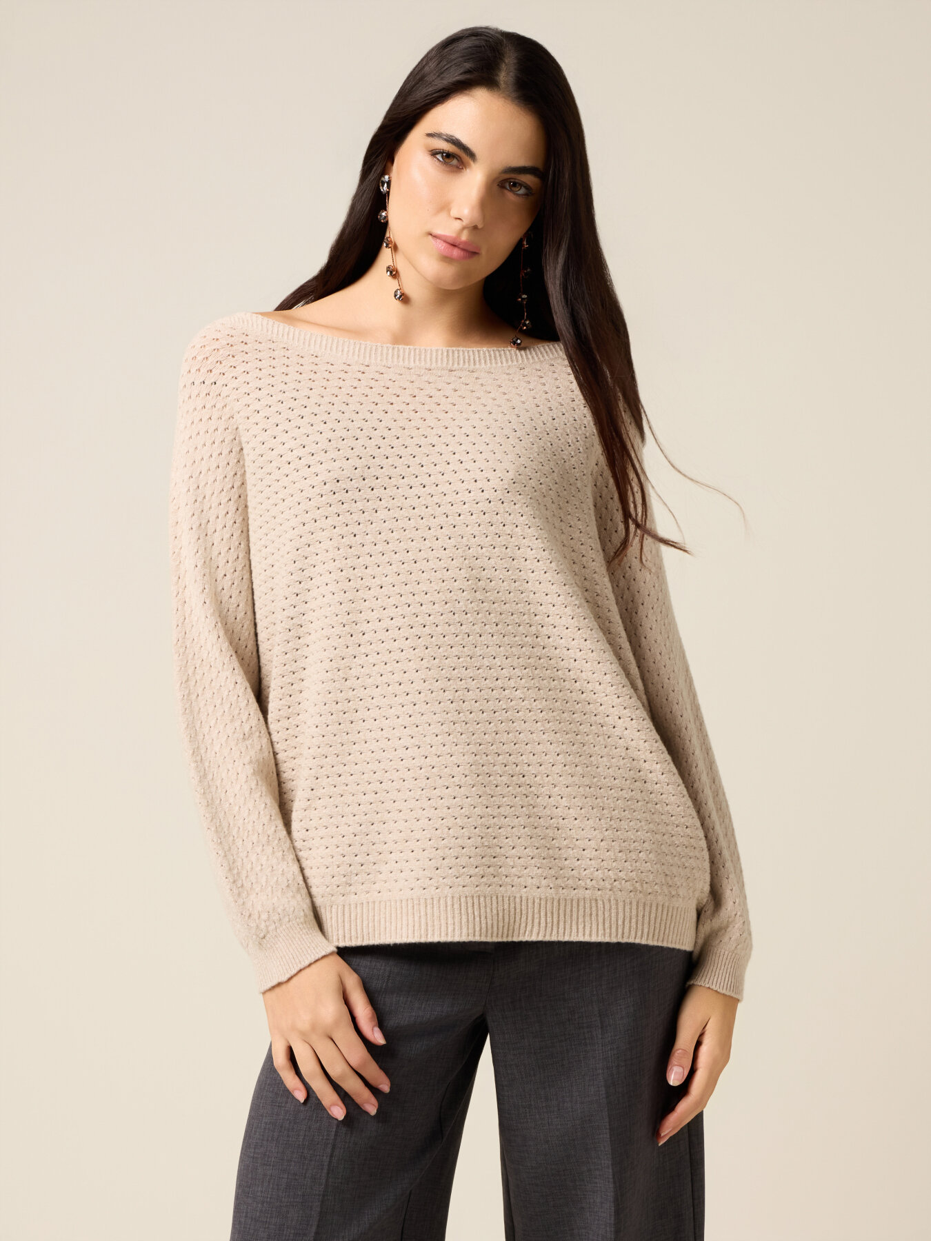 Viscose blend knit with openwork processing image number 0