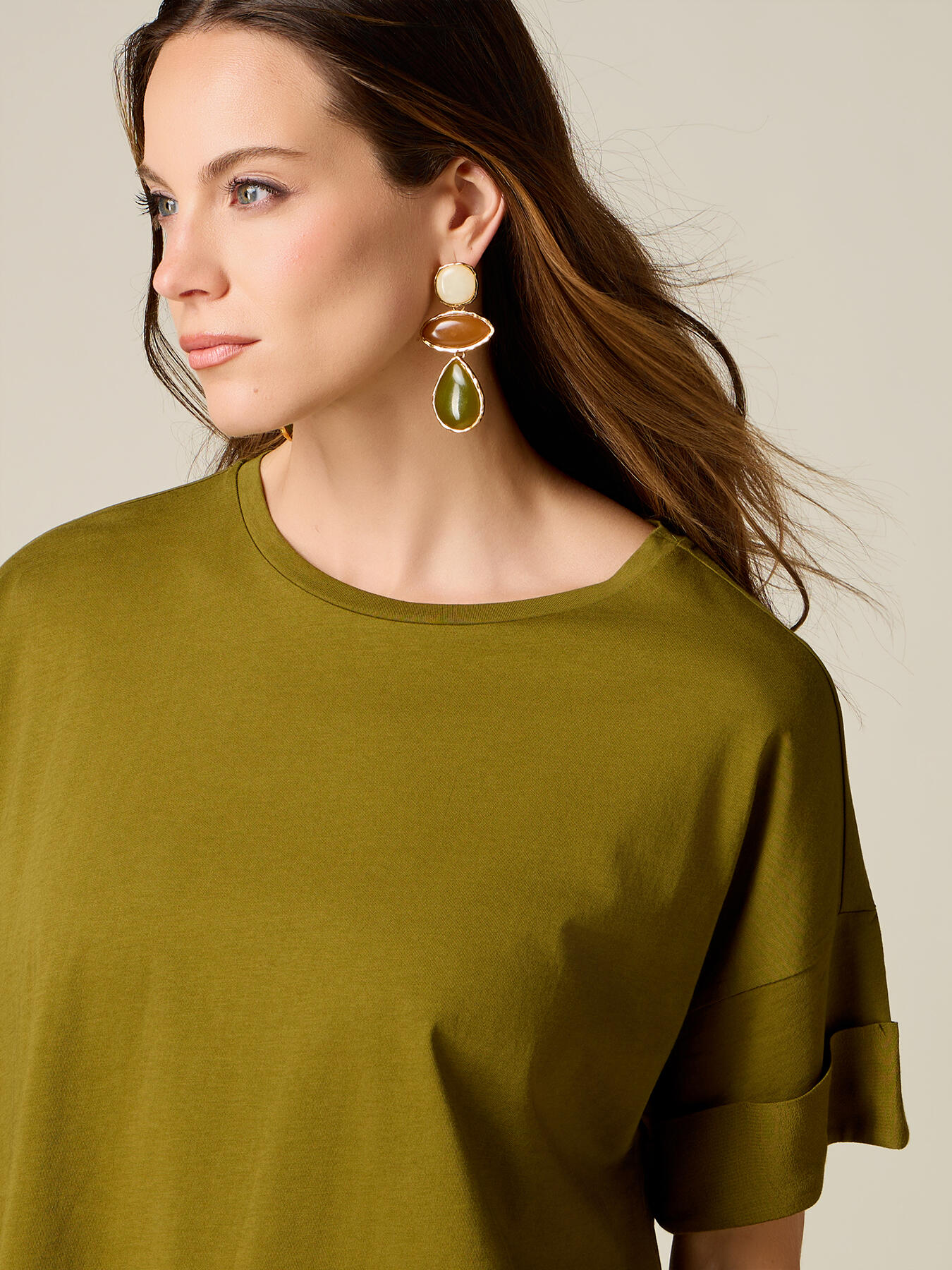 Bi-material oversized T-shirt image number 2