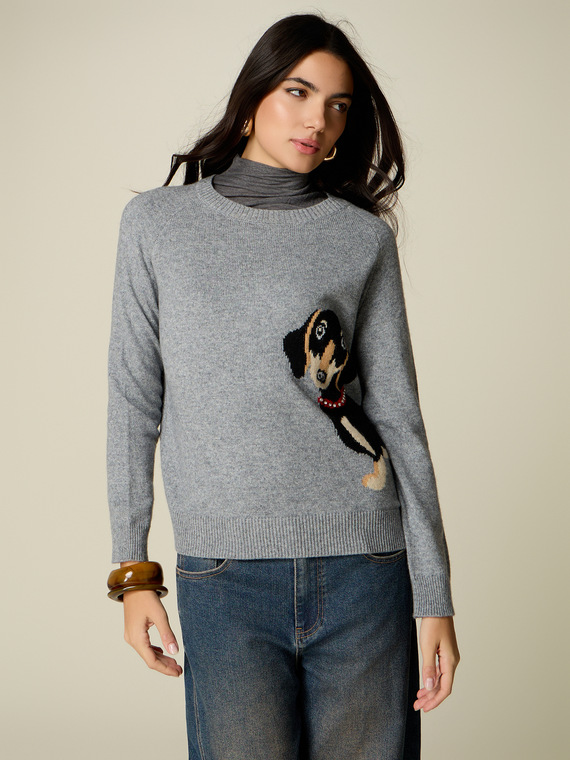 Jacquard-pattern sweater with stud embellishments