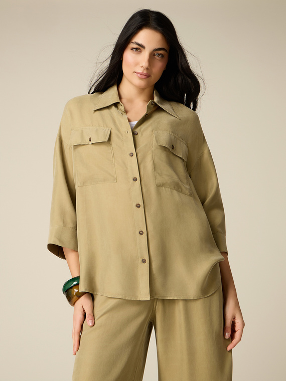 Oversize cupro and viscose shirt
