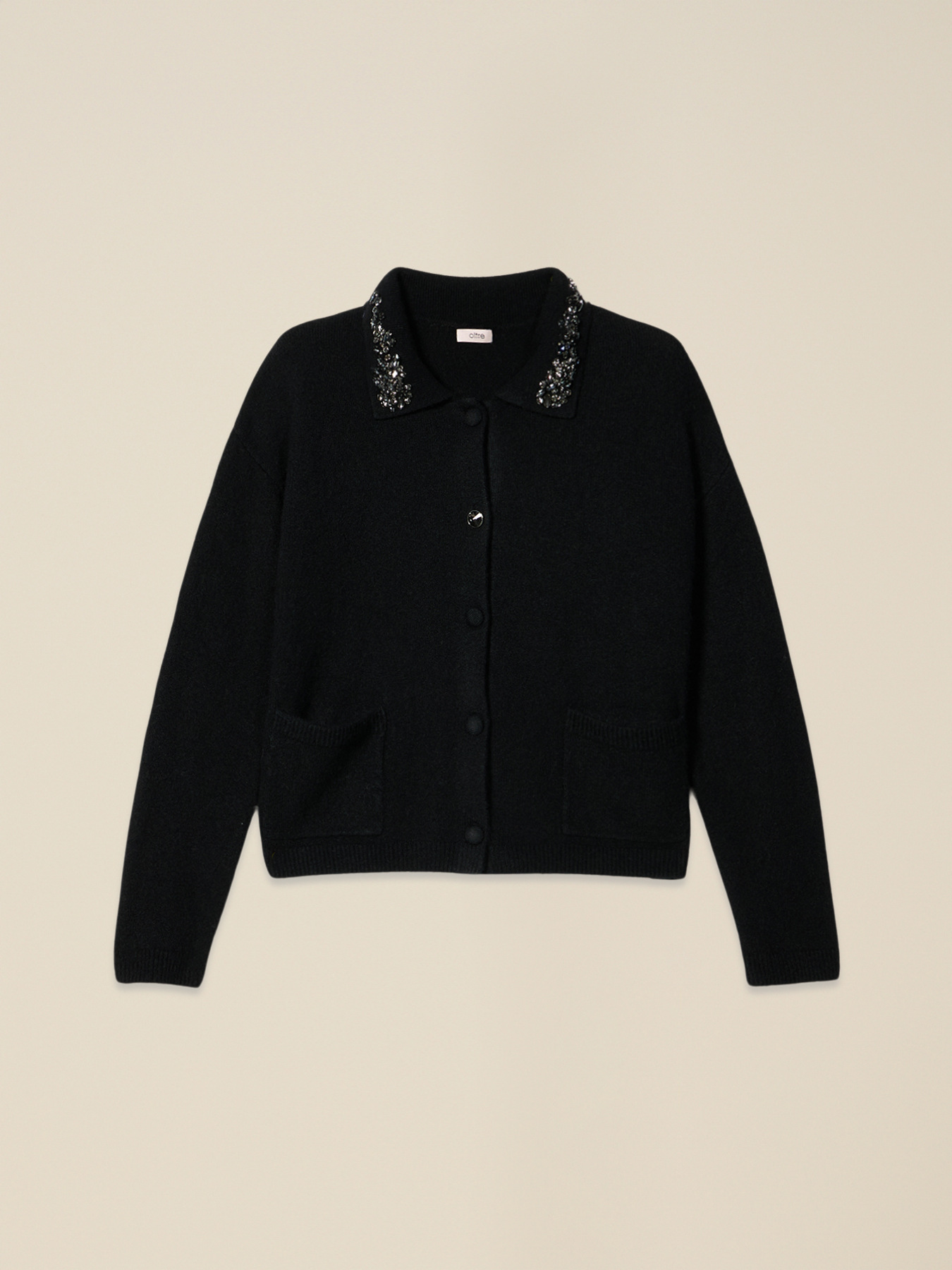 Cardigan din amestec de lână cu pietre image number 3