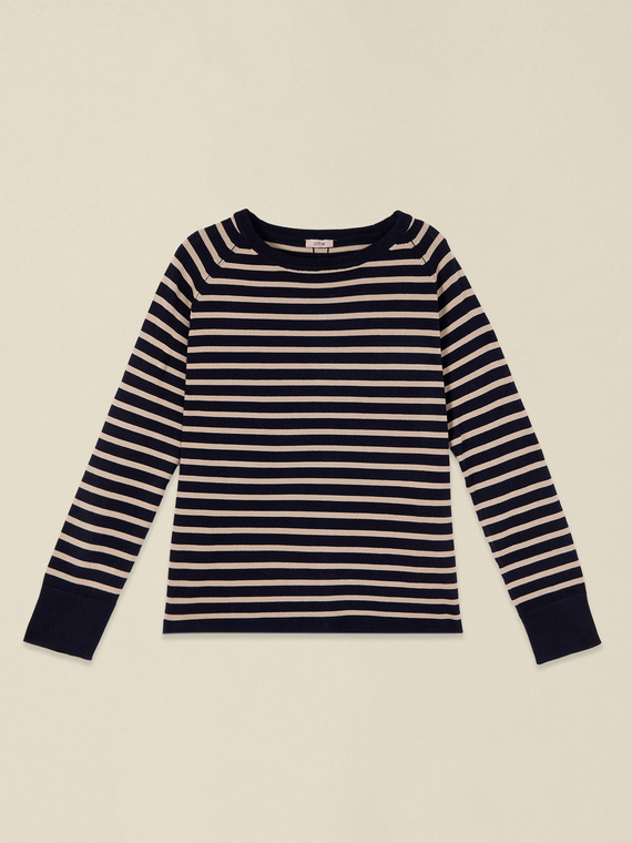 Pull &agrave; rayures avec boutons au dos