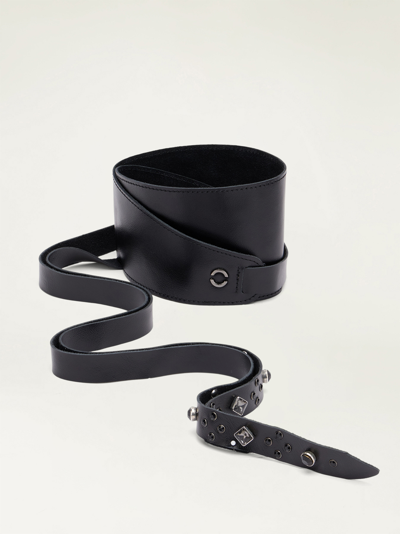 Ceinture en cuir v&eacute;ritable avec pierres image number 1