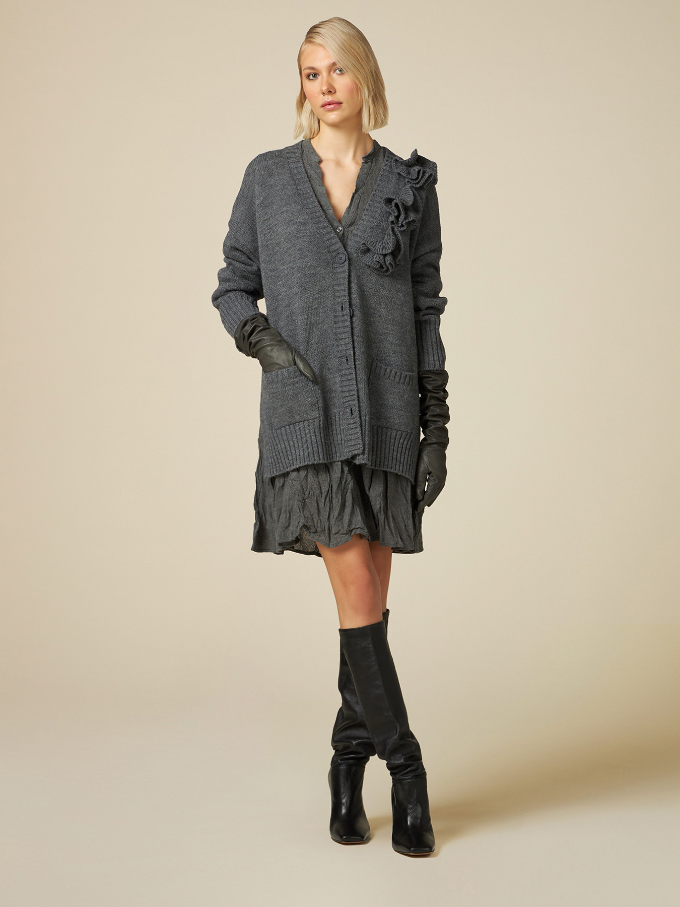 Kleid aus zerknitterter Wollmisch-Gaze image number 3