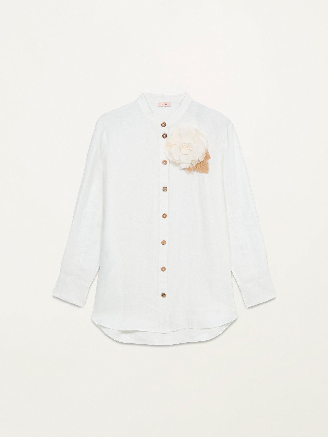 Camicia in lino con spilla image number 3