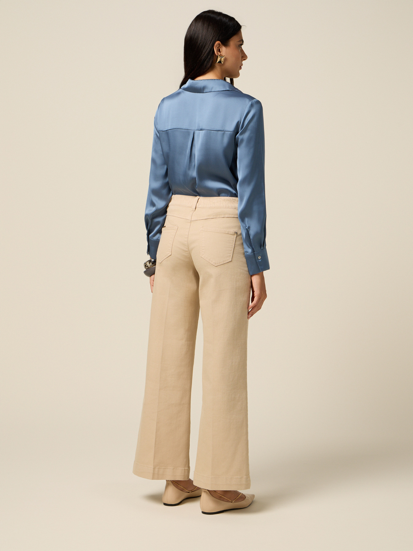 Pantaloni wide leg din bumbac image number 1