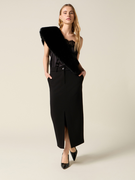 Two-material sheath dress