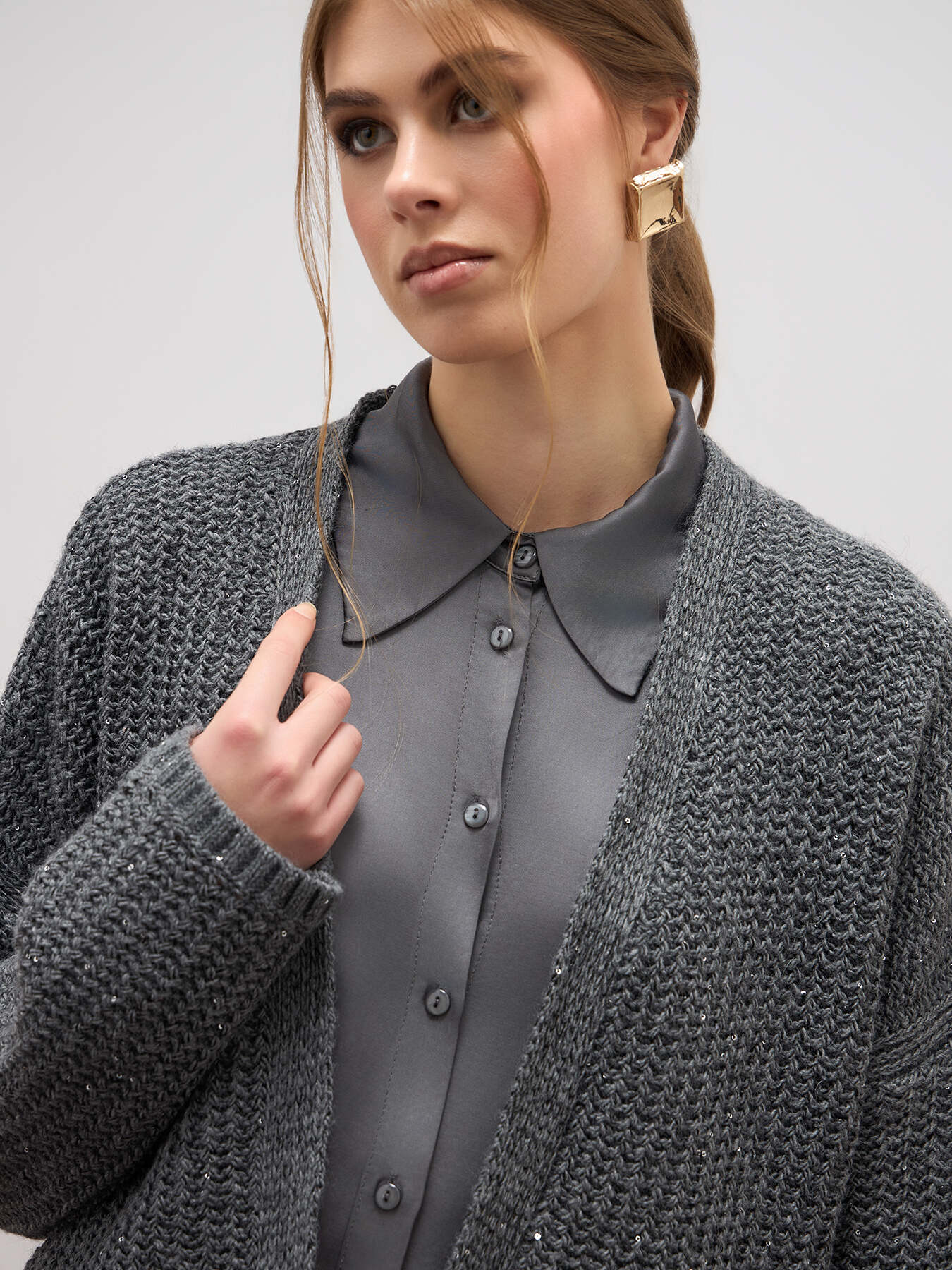 C&aacute;rdigan amplio con borde l&uacute;rex image number 2
