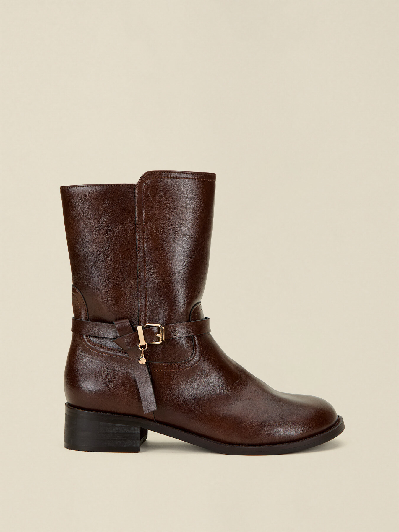 Biker boots with strap and metal buckle image number 1