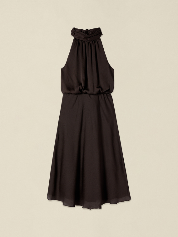 Midi halter neck satin dress