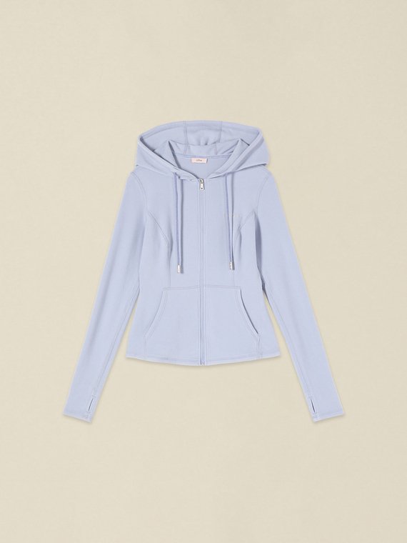 Sports sweatshirt with zip and hood