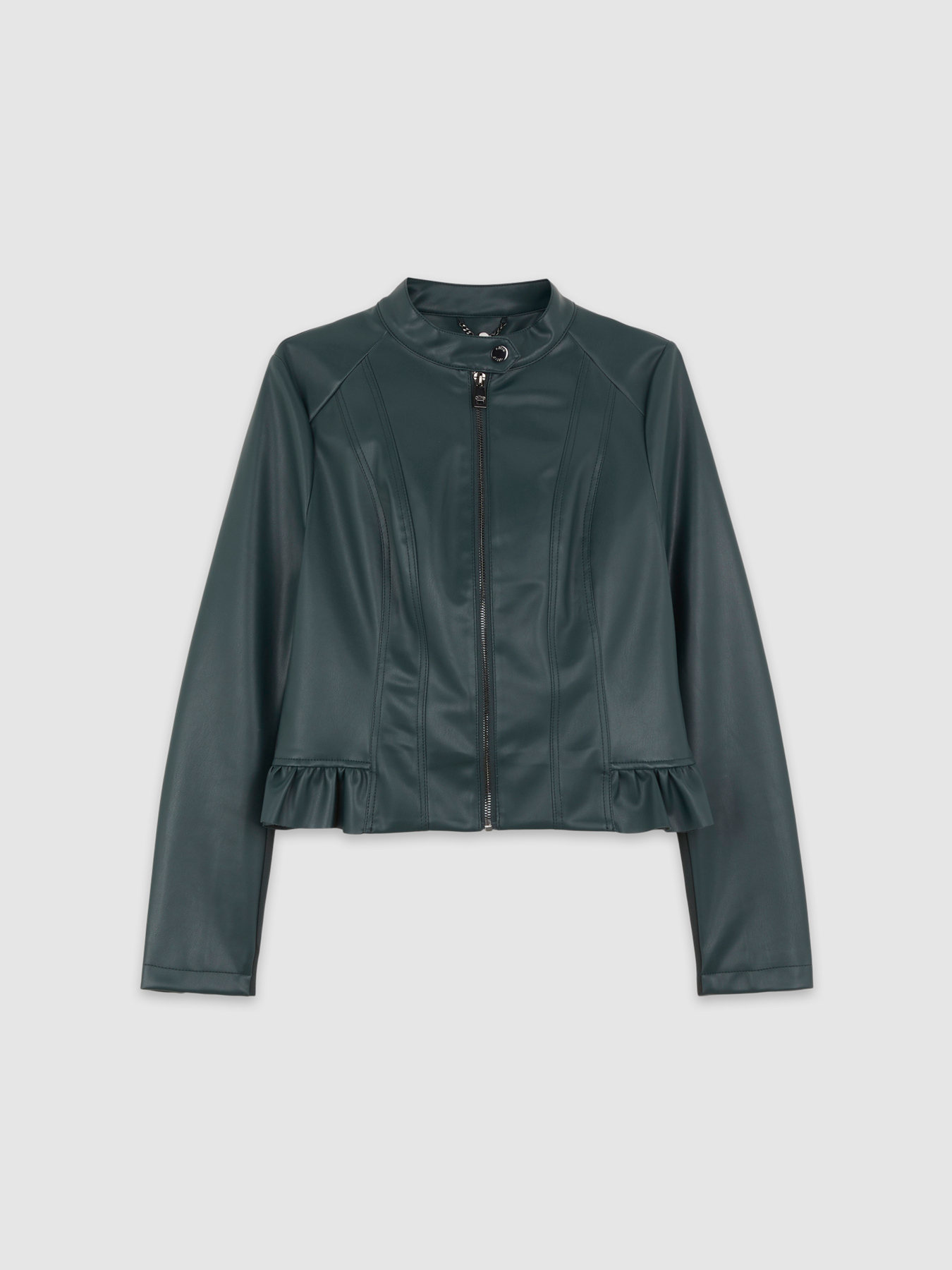 Giacca effetto pelle con volant image number 3