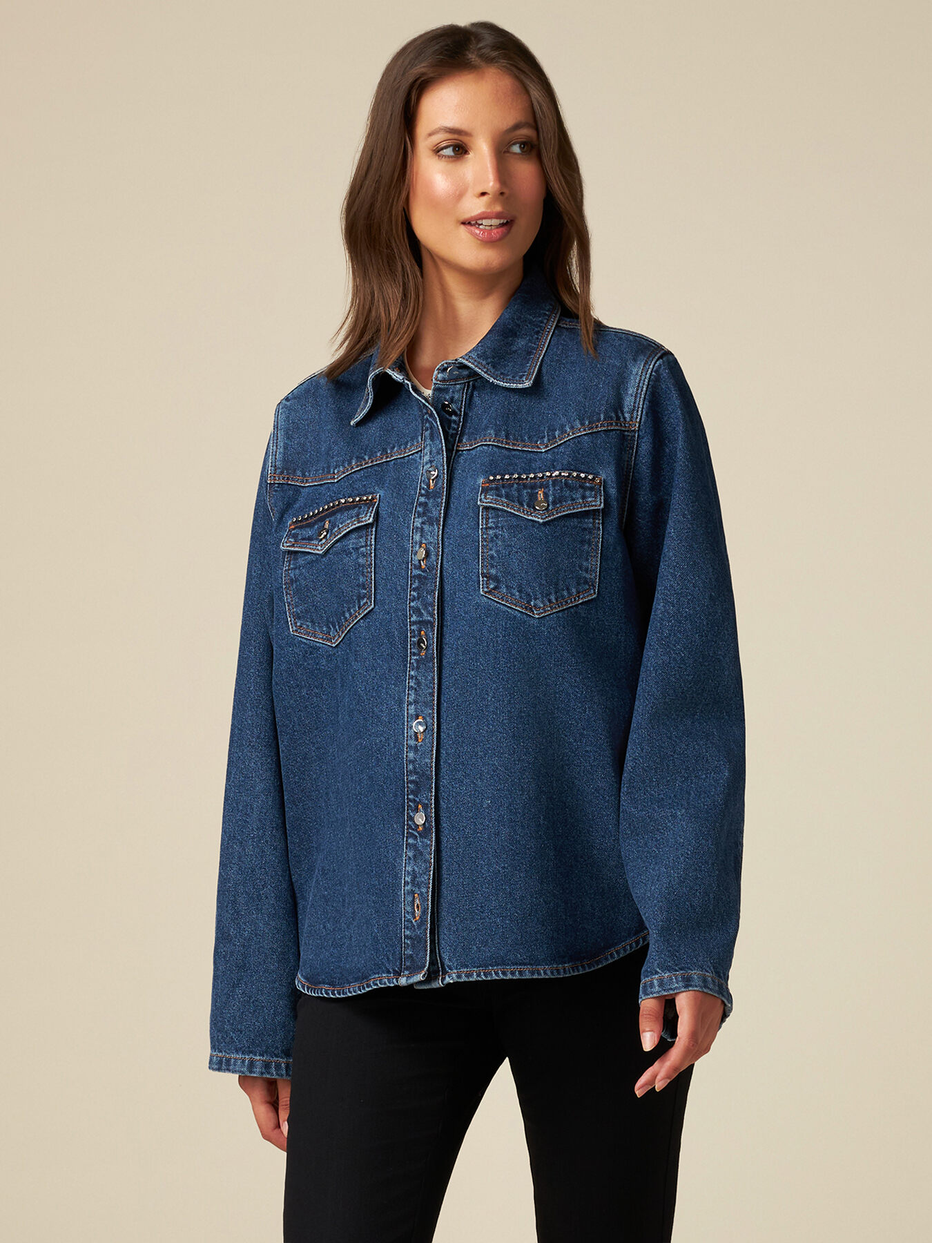 Giacca in denim effetto camicia image number 0