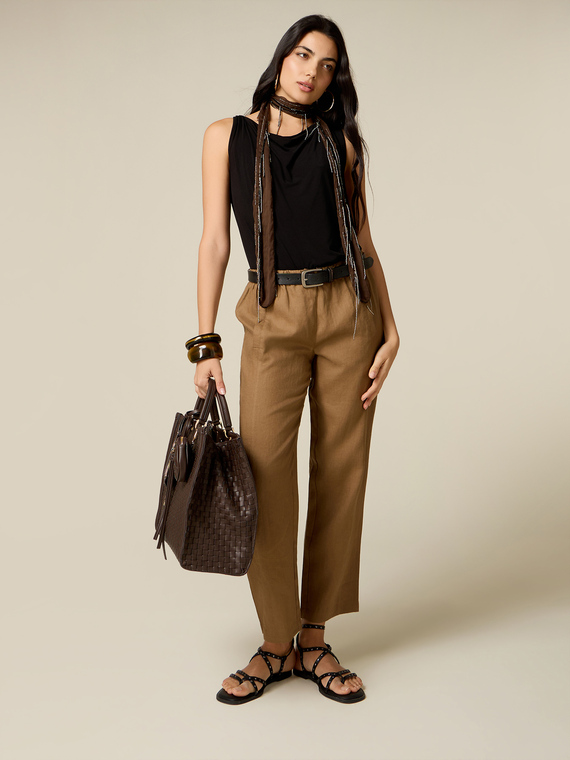 Linen joggers with drawstring