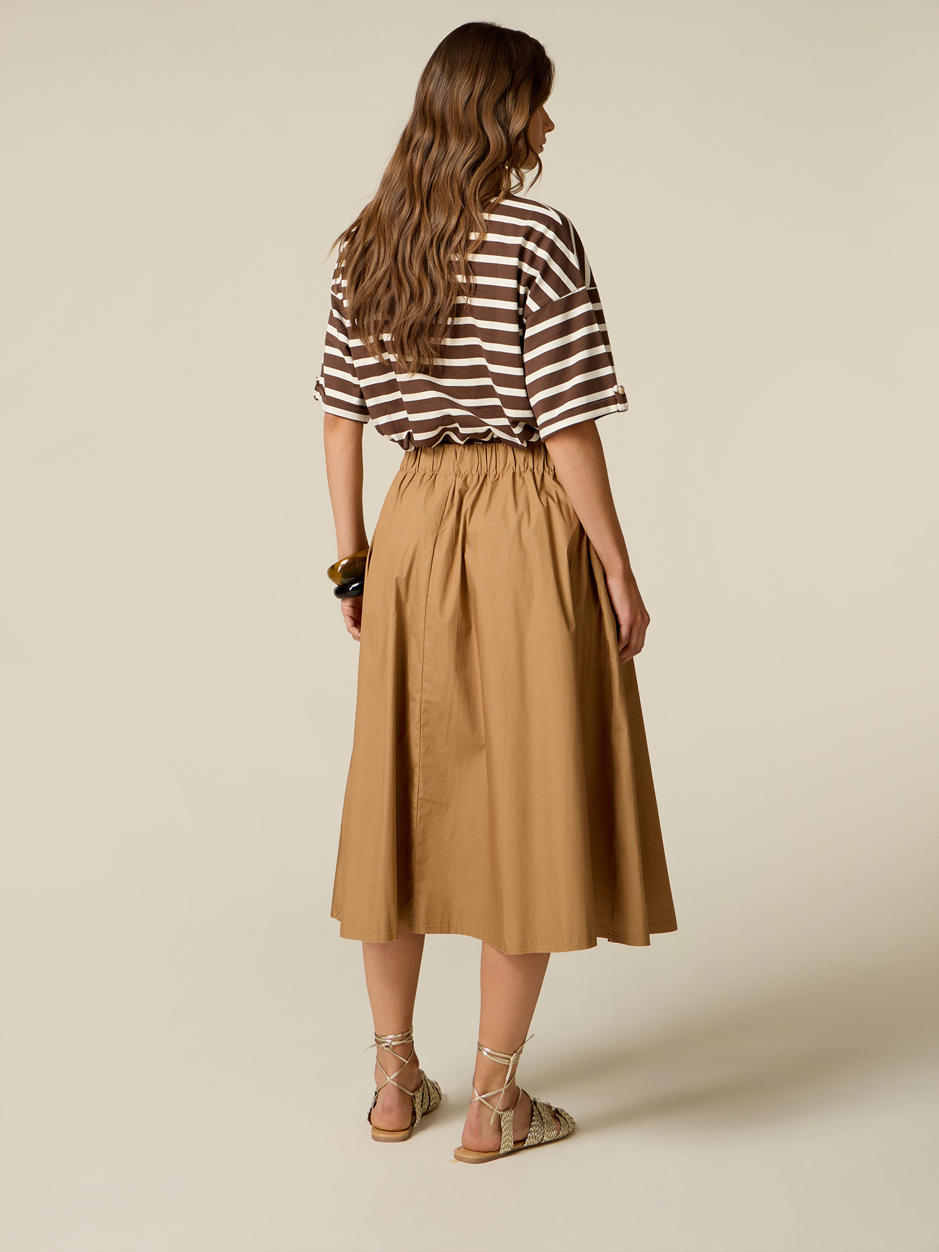 Flared poplin skirt image number 1
