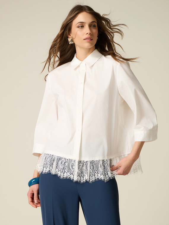 Shirt with lace ruffle
