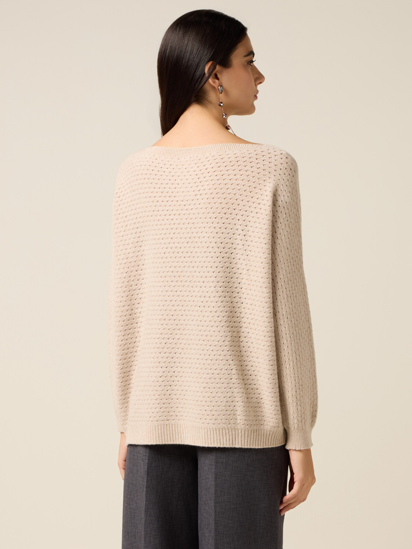 Viscose blend knit with openwork processing image number 1