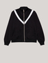 Two-tone sweatshirt with zip and lace image number 3