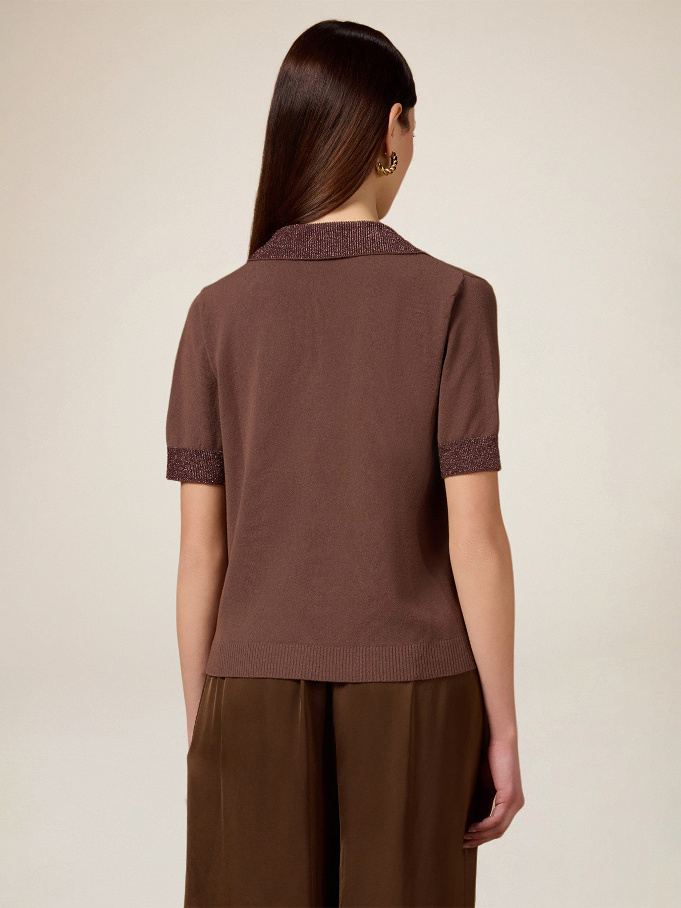 Polo shirt with lurex trim image number 2