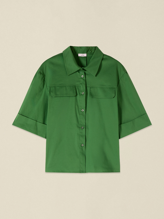 Camicia in popeline con tasche