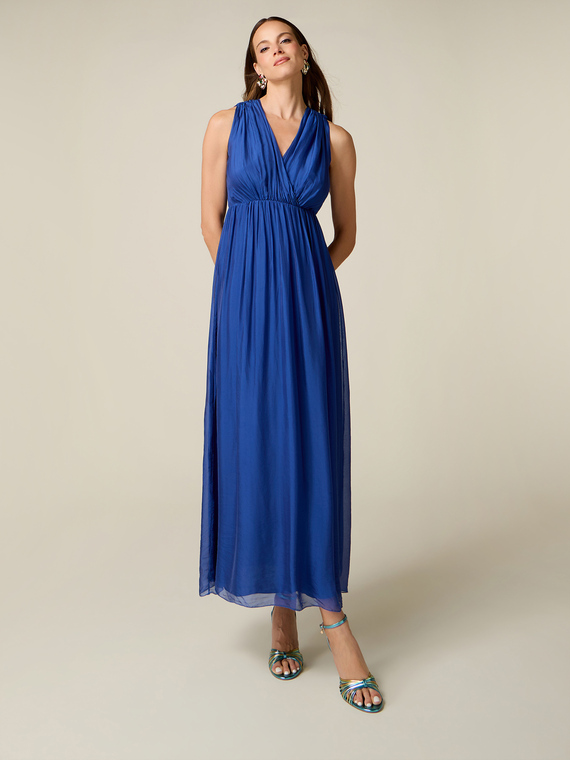 Long dress in silk blend chiffon