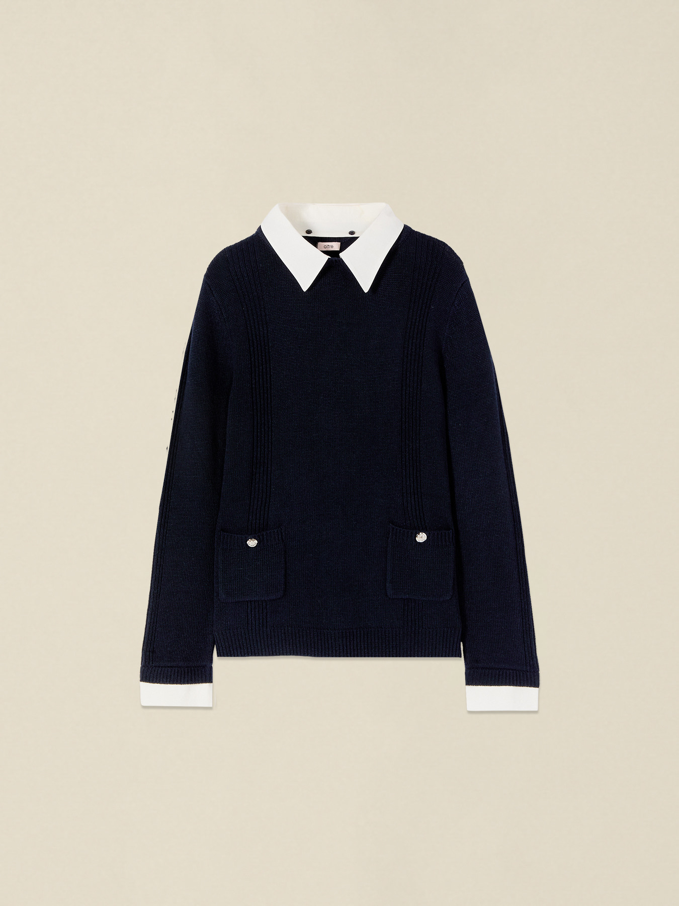 Cashmere-blend sweater with shirt details image number 3