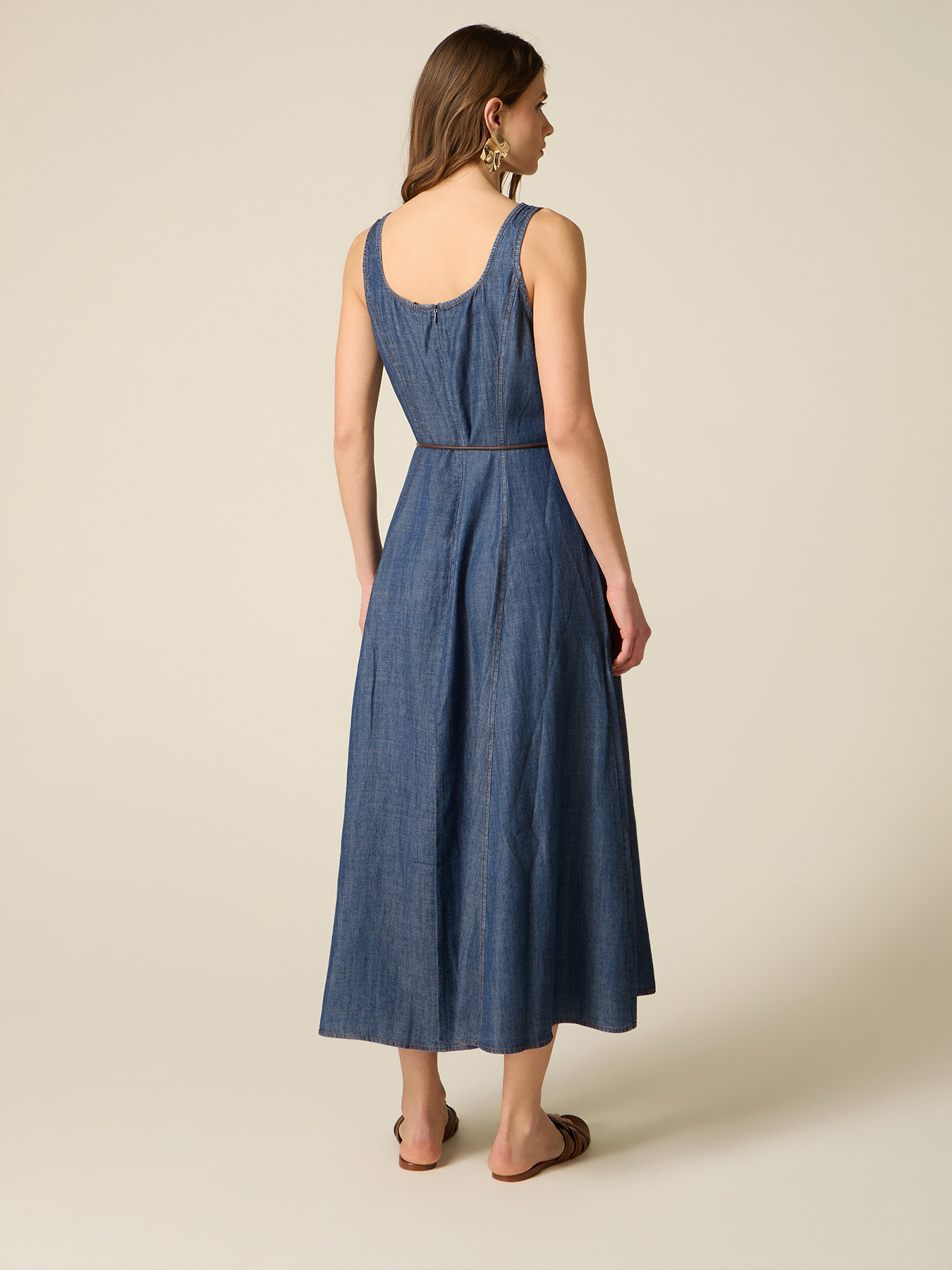 Rochie lungă fără m&acirc;neci cu efect denim image number 1
