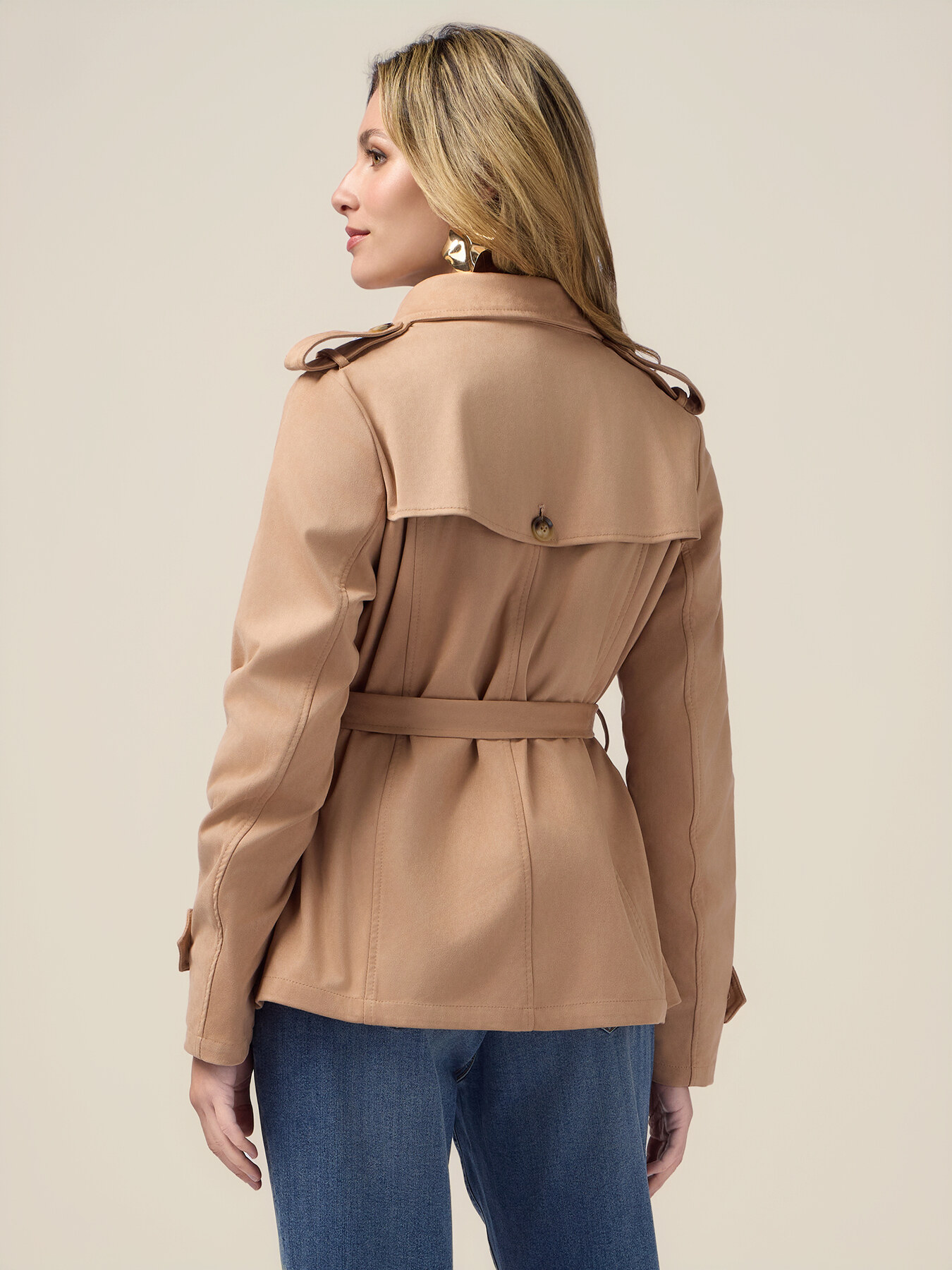 Kurzer Trenchcoat mit Wildlederoptik image number 1