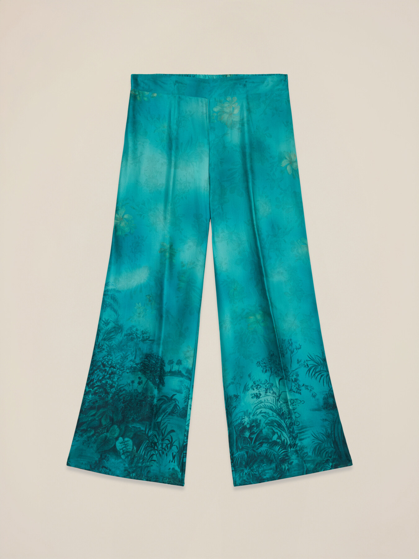 Patterned satin palazzo pants image number 4