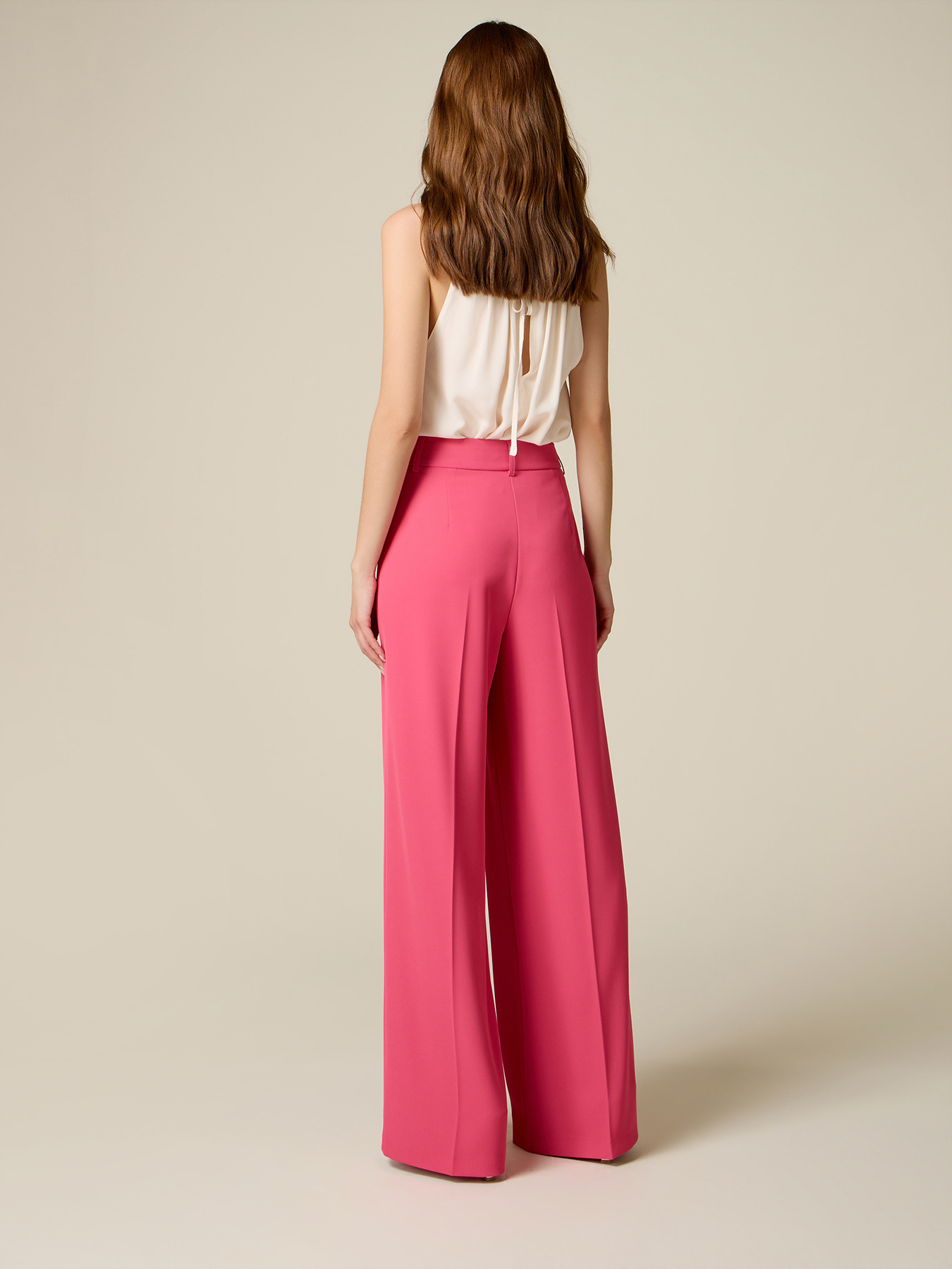 Palazzo pants in fluid fabric image number 1
