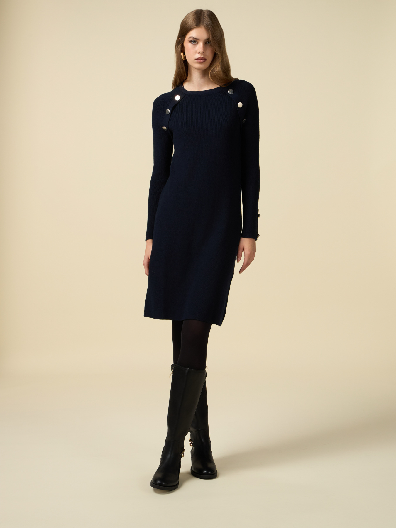 Rochie din tricot cu nasturi image number 0