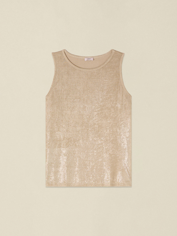 Top aus Jersey mit Metallic-Effekt