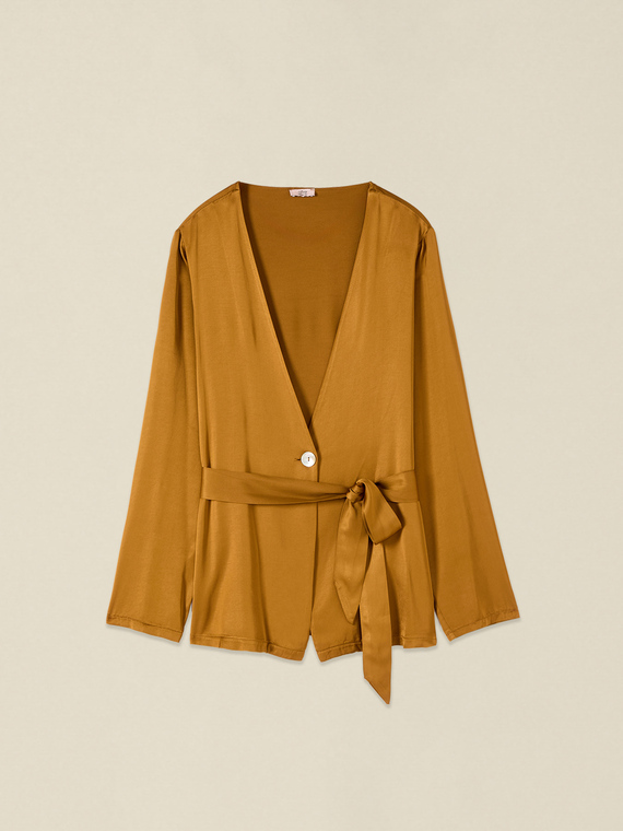 Unstructured jacket in viscose satin