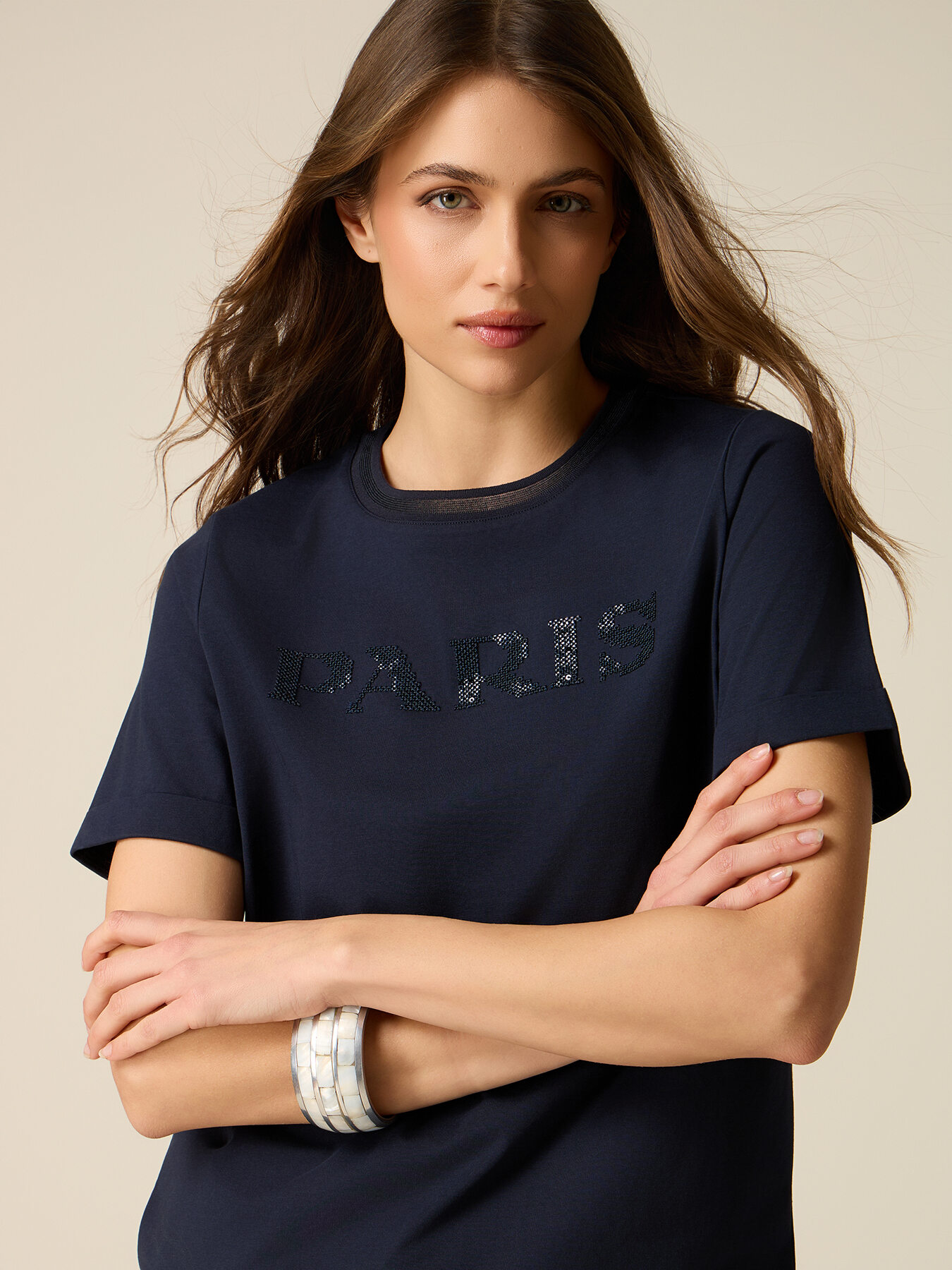 T-shirt with embroidered lettering image number 2