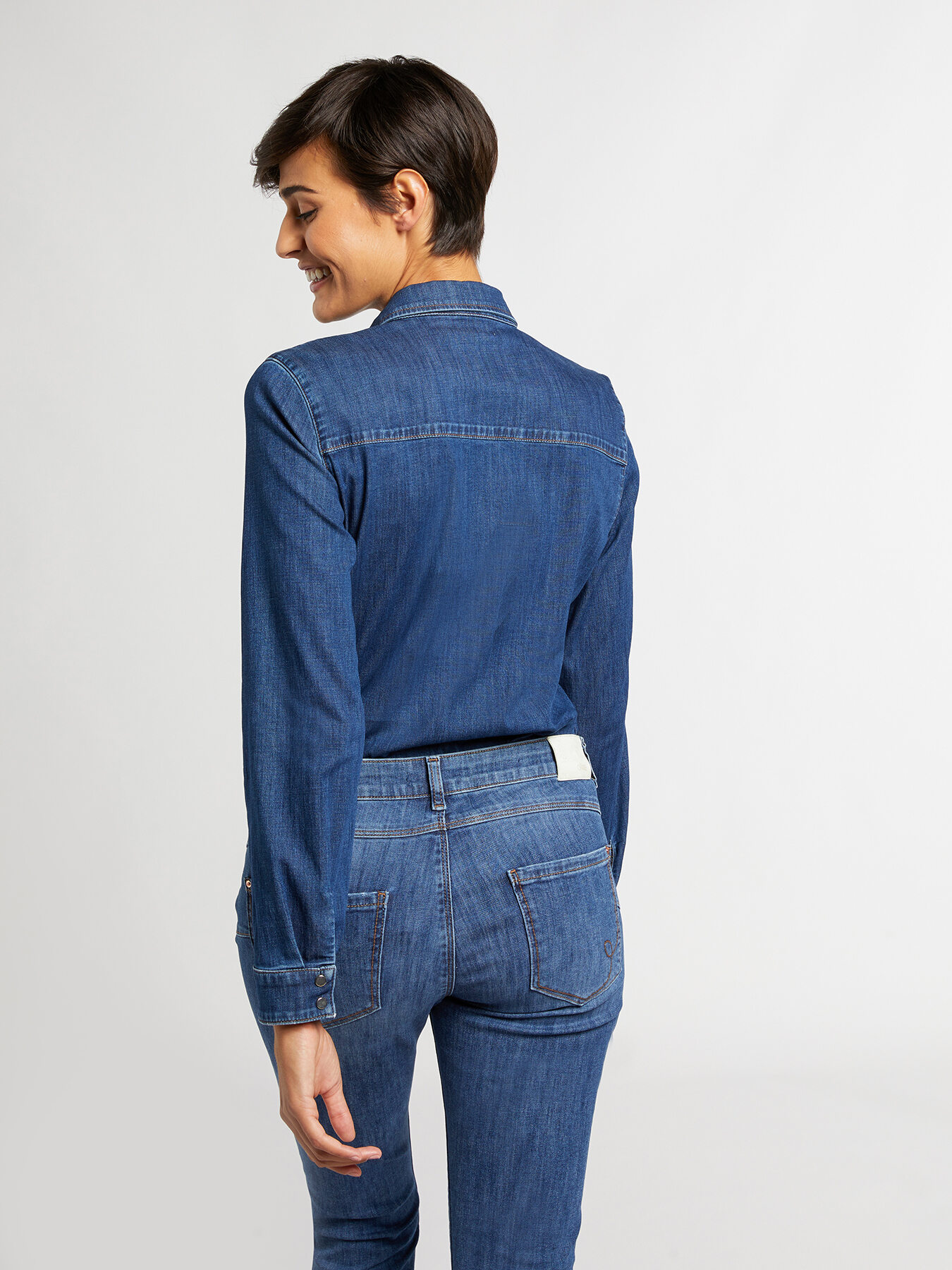 Camicia in denim con rouches image number 2