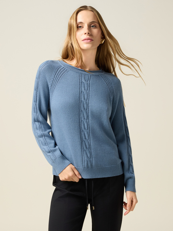 Long-sleeved cashmere blend sweater