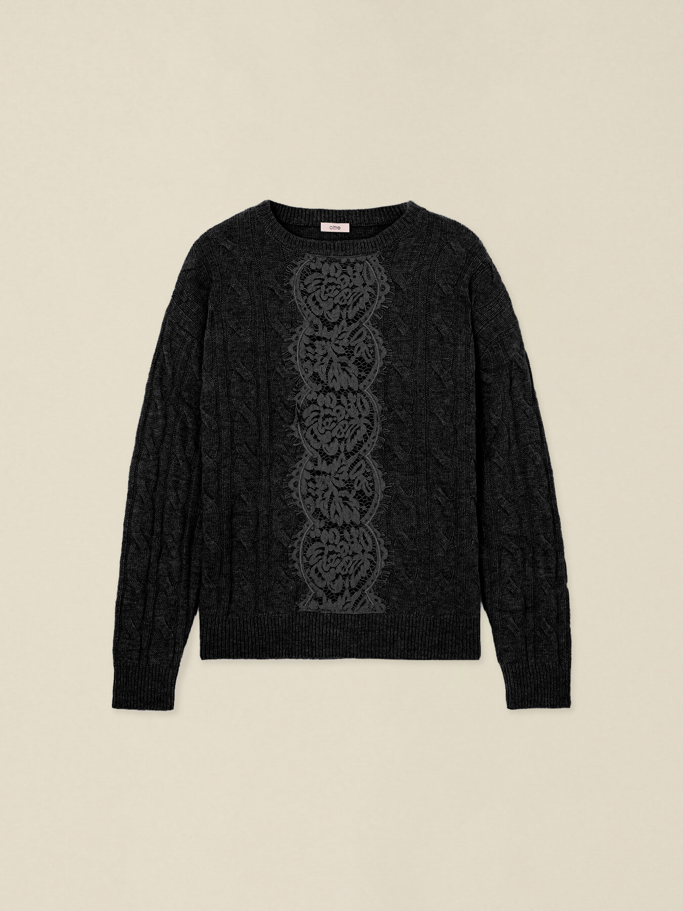 Cashmere blend sweater with lace insert image number 0