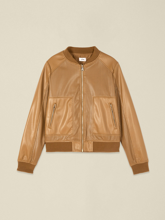 Chaqueta bomber perforada