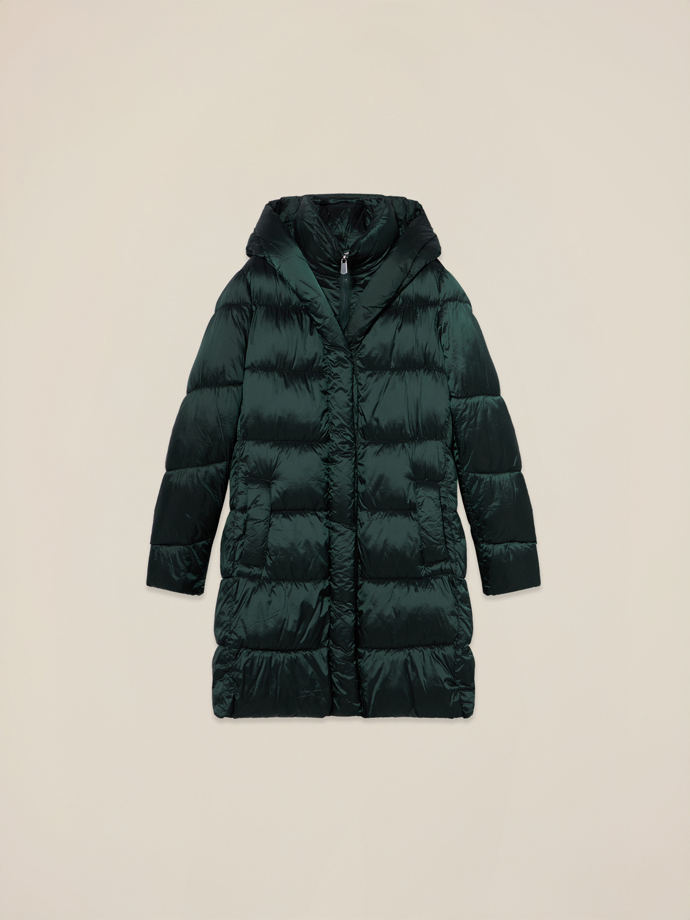 Long nylon down jacket with hood image number 3