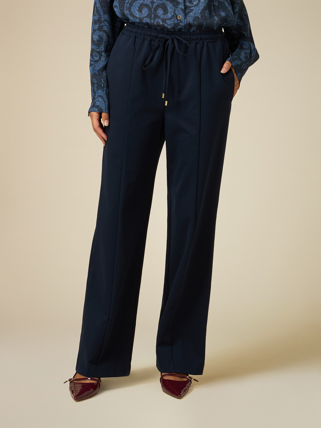 Pantalon jogger cu picior larg cu cusătură Milano image number 3