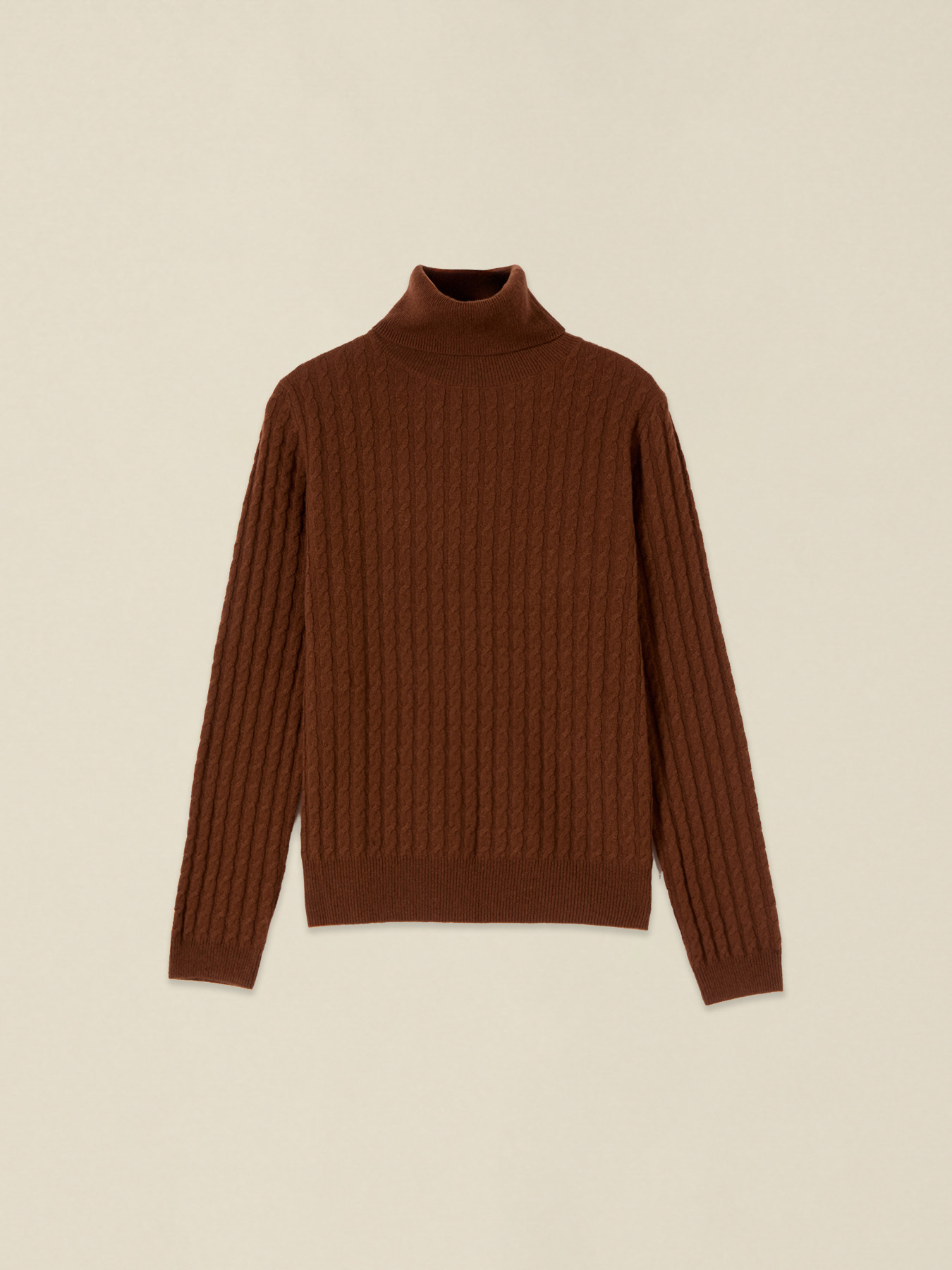 Rollkragenpullover aus Woll-/Kaschmirmischung mit Zopfmuster image number 3