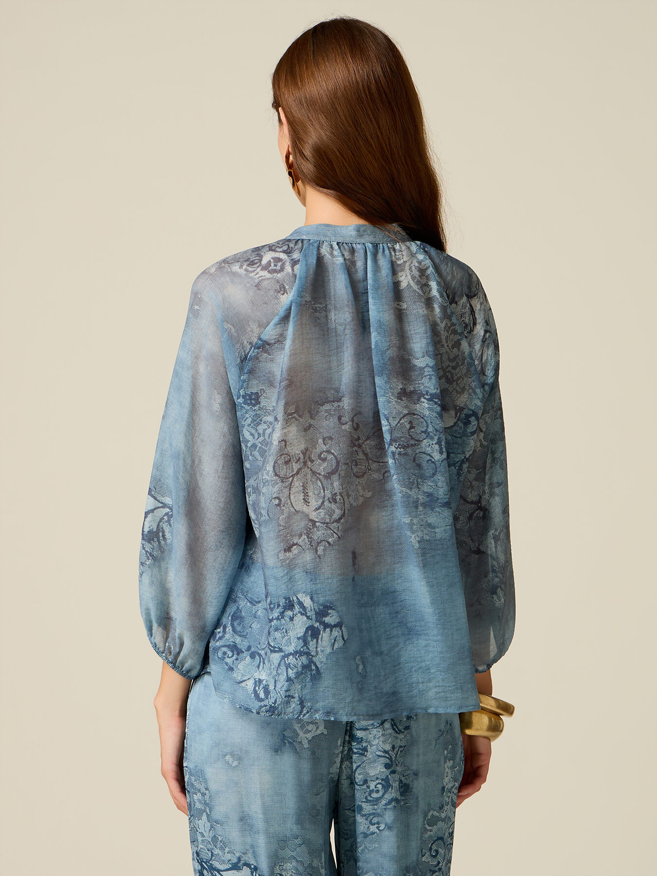 Camicia fantasia con collo alla coreana image number 1