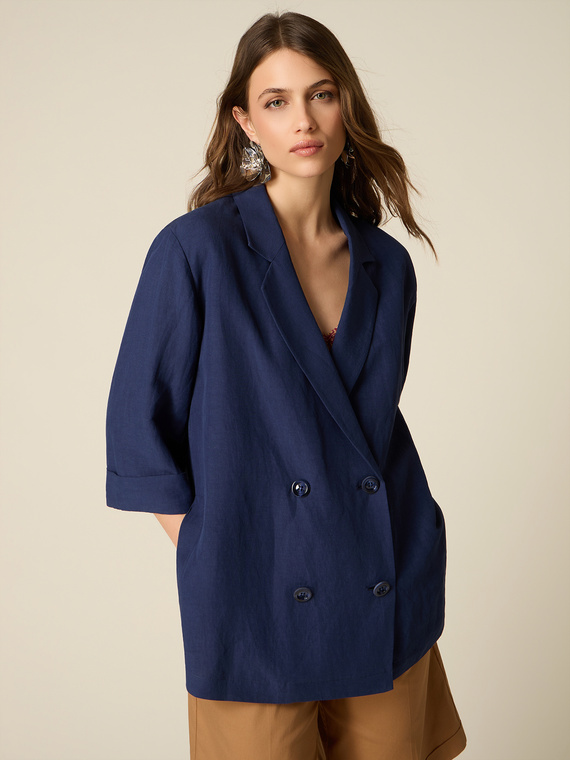 Veste d&eacute;structur&eacute;e oversize double boutonnage