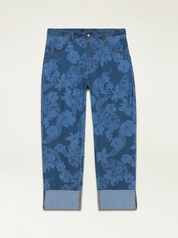 Denim pattern effect trousers