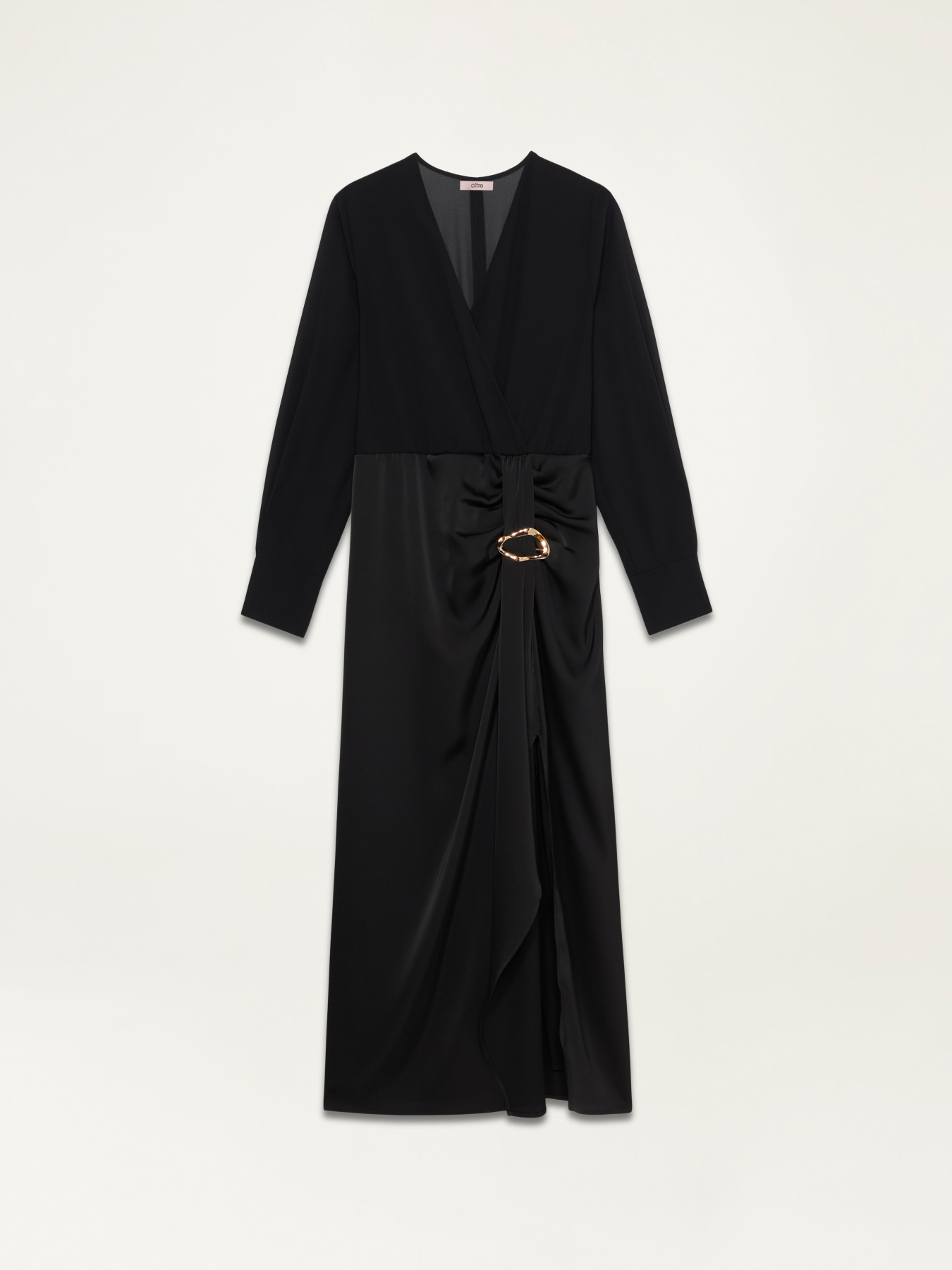 Vestido largo con falda de raso image number 4